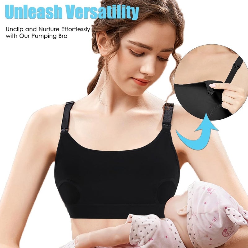 ENSDOAR Hands Free Pumping Bra Hands-Free Breast Pump Bra Nursing Bras for Pumping Adjustable Breast-Pumps Holding and Nursing Bra (Black, Small) - Image 4